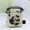 Green Hand Painted Panda Crossbody Bag Retro PU Leather Handbag Shoulder Bag Mini Cell Phone Bag