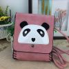 Pink Handmade PU Leather Panda Shoulder Crossbody Bag Cell Phone Bag Mini Bag