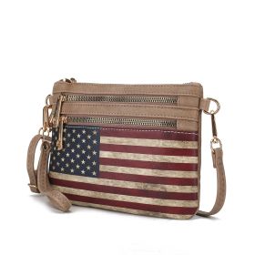 MKF Collection Alisson Vegan Leather Women FLAG Crossbody-Wristlet Bag by Mia K (Color: Taupe, material: Vegan Leather)
