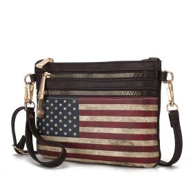 MKF Collection Alisson Vegan Leather Women FLAG Crossbody-Wristlet Bag by Mia K (Color: Chocolate, material: Vegan Leather)