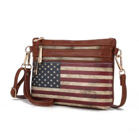 MKF Collection Alisson Vegan Leather Women FLAG Crossbody-Wristlet Bag by Mia K (Color: Tan, material: Vegan Leather)