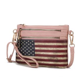 MKF Collection Alisson Vegan Leather Women FLAG Crossbody-Wristlet Bag by Mia K (Color: Rose Pink, material: Vegan Leather)