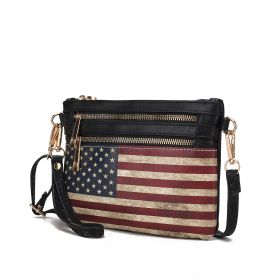 MKF Collection Alisson Vegan Leather Women FLAG Crossbody-Wristlet Bag by Mia K (Color: Black, material: Vegan Leather)