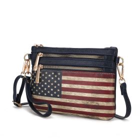 MKF Collection Alisson Vegan Leather Women FLAG Crossbody-Wristlet Bag by Mia K (Color: Navy, material: Vegan Leather)